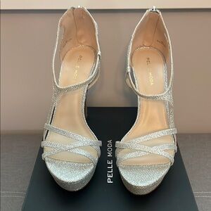 Pelle Moda Silver Strappy Women's Heels